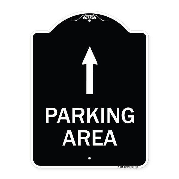 Parking Area with Ahead Arrow Heavy-Gauge Aluminum Architectural Sign, 24" x 18", BW-1824-23468